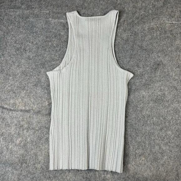 Madewell Shirt Womens Medium Lurex Phoebe Snowy Cutaway Tank Light Grey - Picture 6 of 8